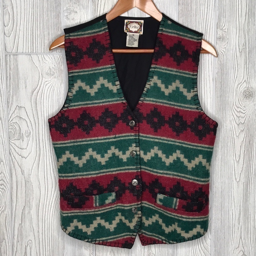 Erika Vintage Wool Blend Southwest Print Top